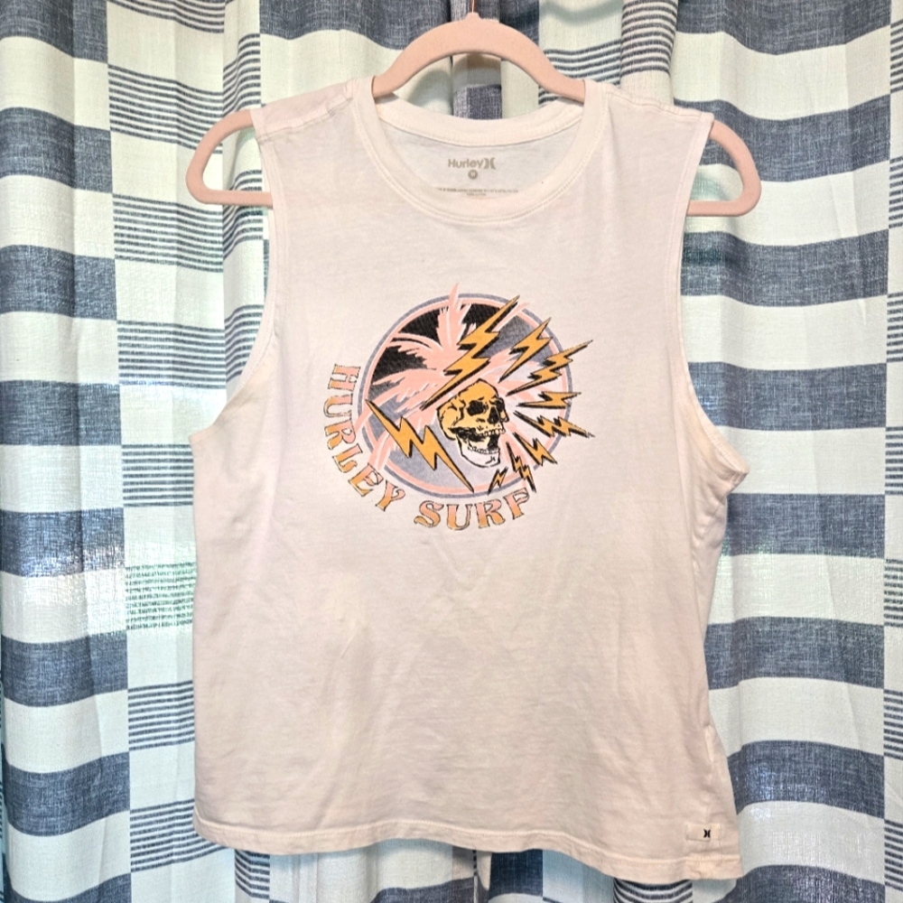 Hurley White Graphic Tank Top